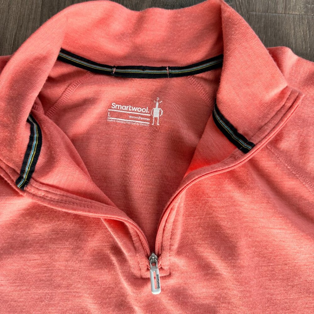 Smartwool Merino Base Layer 1/4 Zip - Orange / Size Large - Picture 2 of 10